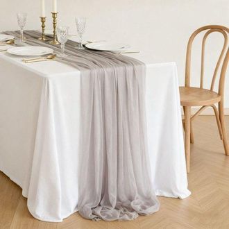 OEM Dos Caminos De Mesa De Gasa, Decoraci&oacute;n De Mesa Para Bodas Bohemias, 75x300cm - Verde Gris&aacute;ceo