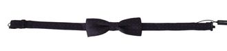 Dolce & Gabbana Mens Gray Pattern Silk Adjustable Neck Papillon Bow Tie - Grey - One Size