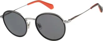 Superdry Sonnenbrille SUPERDRY Modell 995063, Herren, silber, schwarz, mehrfarbig, metallic, Sonnenbrillen Sonnenbrille, Form Rund, Logoschriftzug auf B&uuml;gel, K