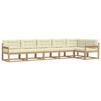 vidaXL Conjunto De Sof&aacute;s De Exterior 4 Pcs Blanco Y Crema Poli&eacute;ster Vidaxl