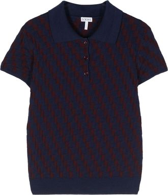 Loewe knitted polo shirt - women - Polyamide/Cotton/Elastane - M - Blue
