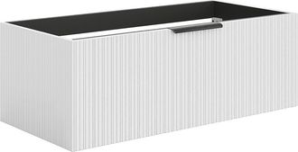 Vente-Unique Mueble bajo lavabo suspendido estriado - Color blanco - 100 cm - PALIRO