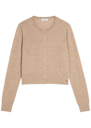 Anine Bing Moni Wool and Cashmere-blend Cardigan - Taupe - XS (UK6 / XS)
