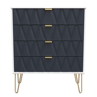 Welcome Furniture Glitz Ready Assembled 4 Drawer Chest in Indigo Matt & White - Welcome Furniture | TJ Hughes