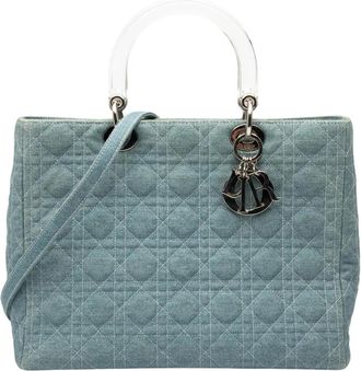 Dior Pre-owned Quilted Satchel Bag - Dames - Vintage Handtas - Blauw - ONE Size - Vintage
