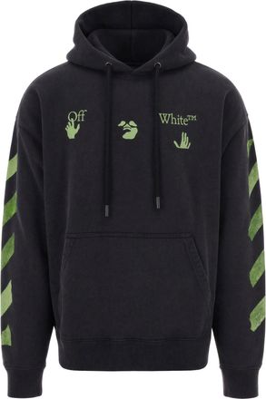 Off-white Black Arrow Print Hooded Cotton Sweatshirt