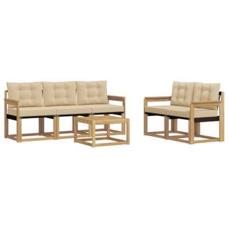 vidaXL Conjunto De Sof&aacute;s De Exterior Con Coj&iacute;n 6 Pcs Y Beige Vidaxl