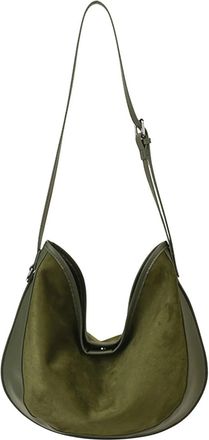 Generic Crescent Bag Tote Handbag Solid Color PU Leather Shoulder Lightweight, Compatible For Women Work Shopping And Everyday Use(Green)