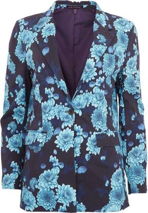 Lords of Harlech Jane Stretch Tencel Tailored Blazer in Serious Floral Navy at Nordstrom, Size 12