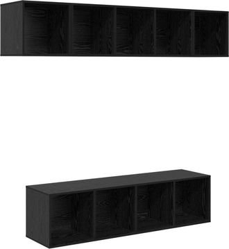 vidaXL Vidaxl - Conjunto De Mueble De Tv 4 Pcs Roble Negro 37 X 37 X 142.5 Cm