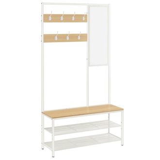 Vasagle Perchero con zapatero de 35 x 98 x 180 cm de color roble y blanco