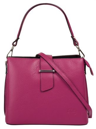 Cluty Henkeltasche CLUTY, Damen, Gr. B/H/T: 25cm x 21cm x 12cm onesize, pink, Leder, leicht gl&auml;nzend, unifarben, Taschen Henkeltasche, echt Leder, Made in I