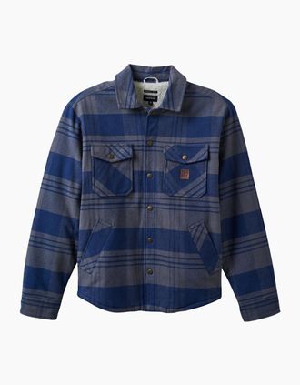 Brixton Mens Brixton Plaid Durham Washed Navy/Beige Lined Jacket - Blue - Size: 38/Regular