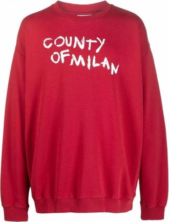 Marcelo Burlon Felpa Rossa - Heren - Sweatshirts - Rood - L - Hoodies & sweatvesten