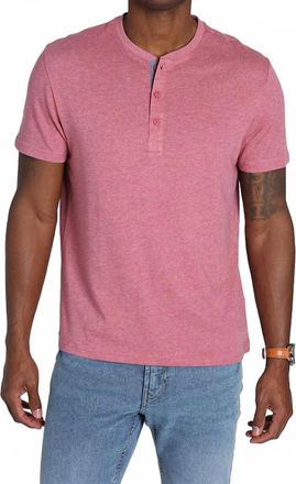 Jachs NY Cotton Modal Short Sleeve Henley Tee In Light Red