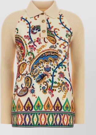 Etro knit silk polo shirt paisley motif