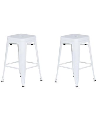 Beliani Conjunto de 2 sillas de bar metal blanco