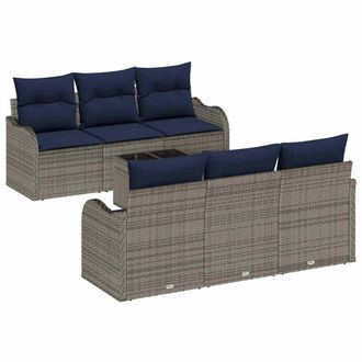 vidaXL Conjunto De Sof&aacute; De Jard&iacute;n Gris 55 X 55 X 37 Cm Rat&aacute;n Sint&eacute;tico Vidaxl