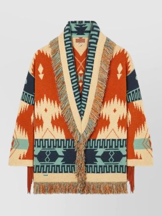 Alanui long open cardigan shawl collar fringe