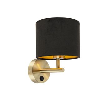 QAZQA Appliques - Moderno - Tessuto,acciaio - Nero/oro - Tondo Max. 1 X Watt - Qazqa