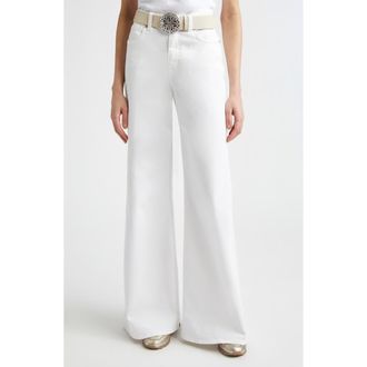 Eleventy Stretch Denim Flare Leg Jeans in 01 White at Nordstrom, Size 10 Us