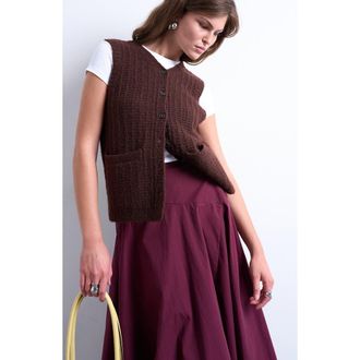 Topshop Stitchy Sweater Vest in Brown at Nordstrom Rack, Size X-Small