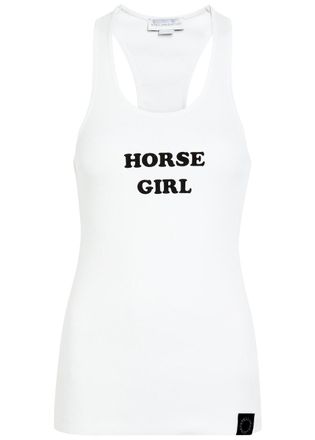 Stella McCartney Stella Mccartney Horse Girl Ribbed Stretch-cotton Tank - White - Xxs (UK4 / Xxs)