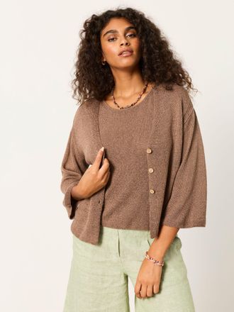 Fat Face FatFace Bree Brown Knitted Cardigan