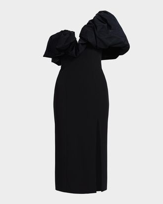 Bcbgmaxazria Puff-Embellished Bodycon Cady Midi Dress