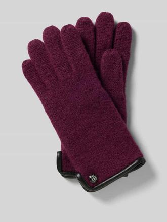 Roeckl Walkhandschuhe aus Schurwolle mit Wappen Emblem in Pflaume, Gr&ouml;&szlig;e 6,5