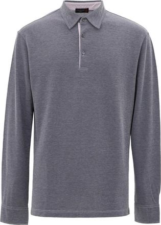 Corneliani Polo Shirt met Lange Mouwen - Heren - Polos - Blauw - L - Katoen - Tops