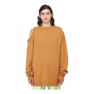 Aries Moderne Cut-Out Sweater - Dames - Ronde hals truien - Oranje - L - Wol - Truien & Vesten
