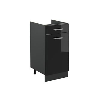 Vicco Mueble Bajo De Cocina R-line, Negro Brillo Intenso/antracita, 40 Cm Sin Encimera, Vicco