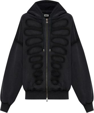 Avavav Ik had een schouderloze hoodie van Tim Os met een fake-snit