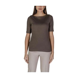 Street One Grijze Boothals Top - Dames - T-shirts - Grijs - 2XS - Katoen - Tops