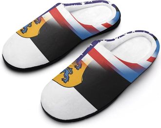 Generic U.S. Estonia Combined Flag Cotton Womens Slip-on Slippers Winter Warm House Shoes with Rubber Sole for Home Office Hotel