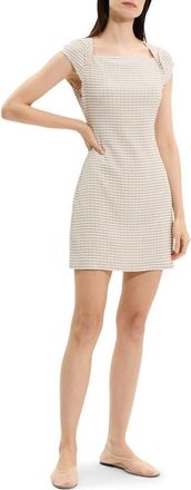 Theory Check Cap Sleeve Minidress in Taupe Multi at Nordstrom, Size Medium