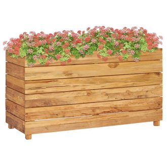 Berkfield Home Raised Bed 100x40x55 cm Solid Wood Teak & Steel in Brown | Size: 100 x 40 x 55 cm