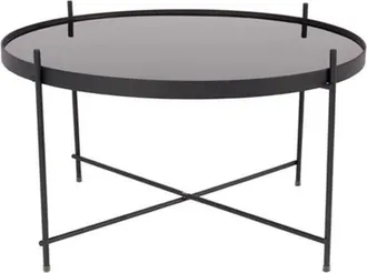Zuiver Mesa de centro de cristal templado y acero lacado negro