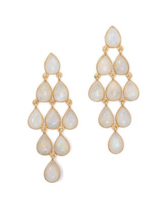 Liv Oliver 18K Plated 18.75 Ct. Tw. Moonstone Chandelier Earrings