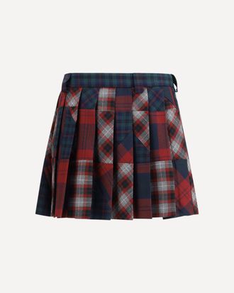 Miu Miu Pleated patchwork tartan mini Skirt Female 38