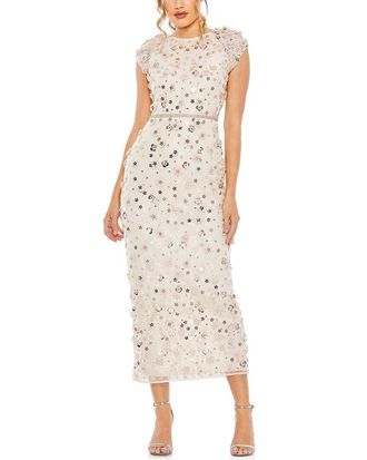 Mac Duggal Cap Sleeve Floral Applique Evening Gown