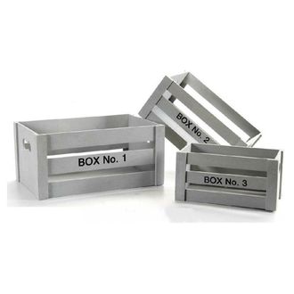 Trade Shop Trade Shop - Set 3 Cassette Box Scatole In Legno Decorate 16/14/10cm Colori Assortiti 763700