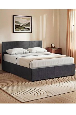 Home Discount Vida Designs Veronica King Size Ottoman Bed Silver UKFR Velvet Fabric in Dark Grey