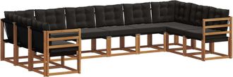 vidaXL Conjunto De Sof&aacute;s De Exterior 10 Uds. Natural Y Negro Vidaxl