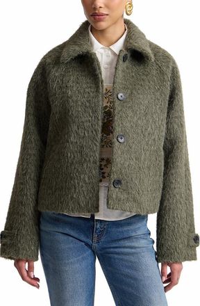 Avec Les Filles Crop Woolly Jacket in Basil at Nordstrom, Size Xx-Large