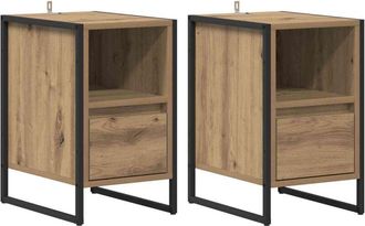 vidaXL Bedside Table with Drawer 2 pcs Artisian Oak 39.5 x 30 x 50 cm vidaXL