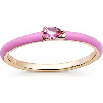 House of Frosted Daisy Pear Cut Pink Topaz Ring in Yellow Gold at Nordstrom Rack, Size 7