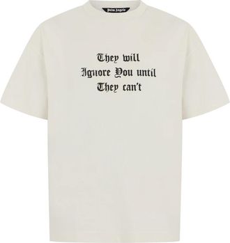 Palm Angels Katoenen T-shirt met print - Heren - T-shirts - Wit - M - Katoen - Tops