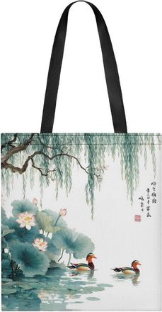Generic Mandarin Duck Love Bird Tote Bag for Women Men Shoulder Bags Purses Pouch Handbags